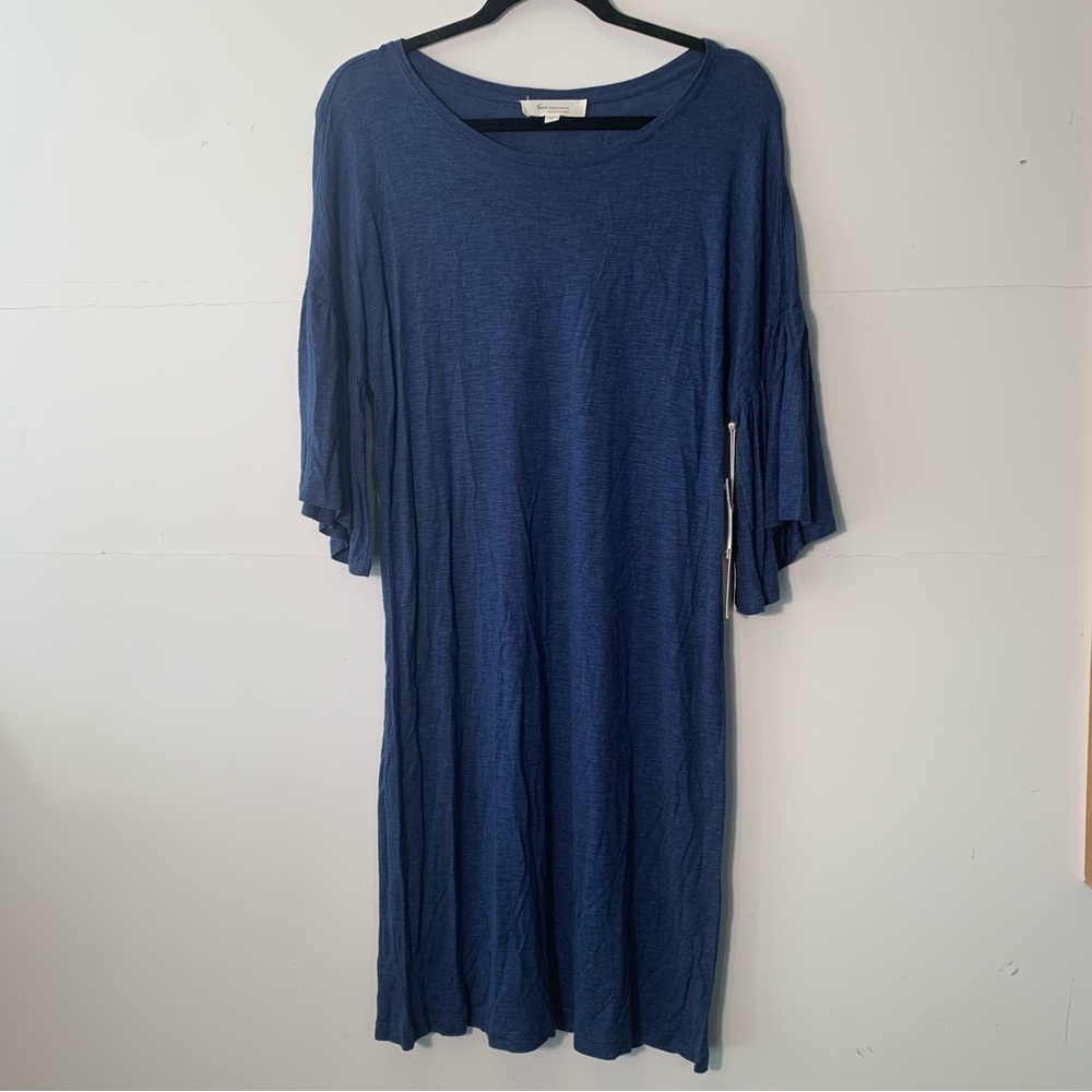 NWT Two by Vince Camuto Blue Ruffle Half Sleeve Shirt Dress size Medium